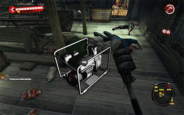 Open main exit door in Jimmys Workshop (hold Action key) and search area for some additional zombies, which may appear here - Bring pump | Chapter 5 - Pump Action - Chapter 5 - Pump Action - Dead Island Riptide Game Guide