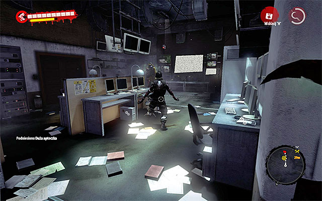 Continue your walking, passing by rooms occupied by single zombies and many interactive items - Get to the radio communication room | Chapter 9 - Militarized Zone - Chapter 9 - Militarized Zone - Dead Island Riptide Game Guide