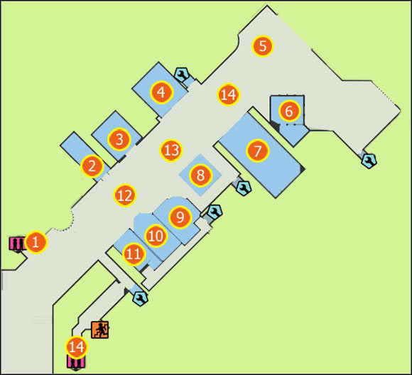 1) Royal Flush Plaza - roof - M6: Silver Strip - Maps - Dead Rising 2 - Game Guide and Walkthrough