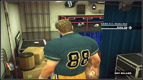 Climb using the boxes [1] and jump onto the column with the medicine [2] - Zombrex - Items - Dead Rising 2 - Game Guide and Walkthrough