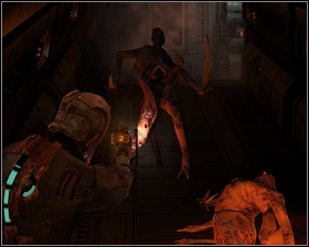 Go straight, turn left and prepare to be attacked by two necromorphs - New Arrivals Part 4 | Walkthrough - Walkthrough - Dead Space Game Guide & Walkthrough