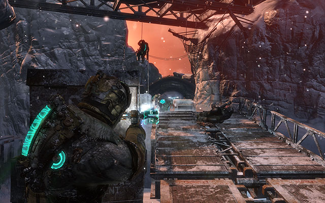 Down below, right next to the bridge, you are up for an unpleasant surprise by soldiers - Locate the Experiment Facility | 10: Now We Know - 10: Now We Know - Dead Space 3 Game Guide