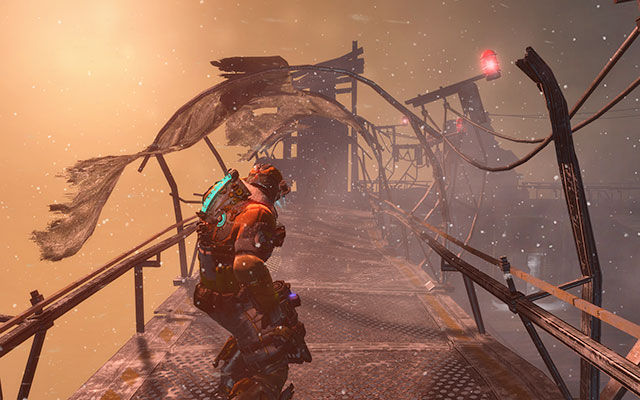 Backtrack a little bit to get to the ladder, and climb it upstairs, Go towards the end of the path, and eliminate the two Necromorphs on your way there - Reactivate the heating system | 11: Signal Hunting - 11: Signal Hunting - Dead Space 3 Game Guide