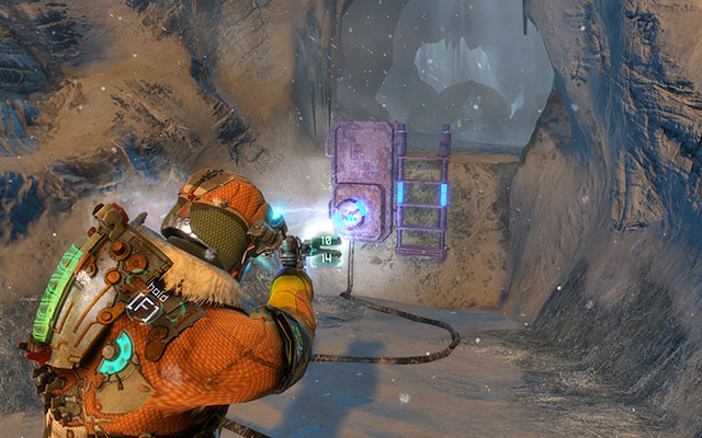 After you reach the top, detach the line and go towards the next panel - Find a route to the Research Facility | 13: Reach for the Sky - 13: Reach for the Sky - Dead Space 3 Game Guide