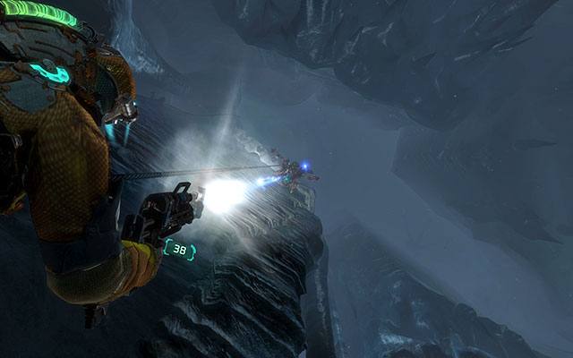 Eventually, you will reach another climbing mechanism - this time around the climbing is going to be more demanding - Locate the lift controls | 13: Reach for the Sky - 13: Reach for the Sky - Dead Space 3 Game Guide