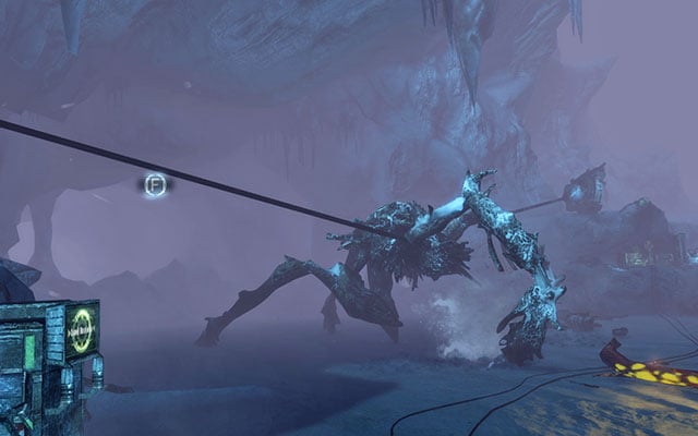 As soon as the monster is captured, run towards the small controls to the right, to initiate tearing the it apart, by - Reunite with Ellie | 13: Reach for the Sky - 13: Reach for the Sky - Dead Space 3 Game Guide