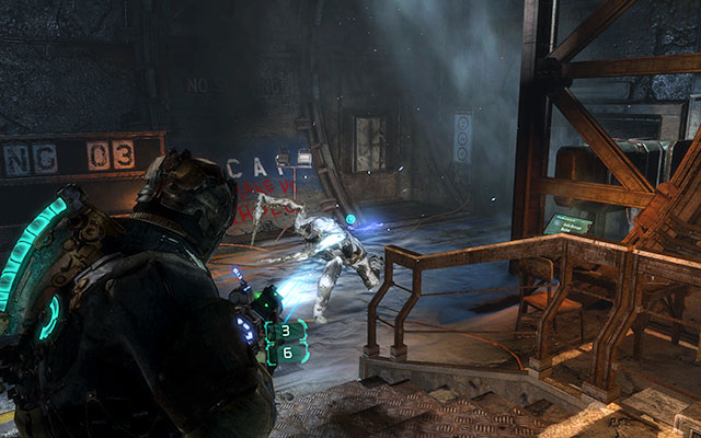 Loot all of the lockers, located there and go up the stairs to reach another door - Find the stashed supplies | Side missions: Supply Depot - Side missions: Supply Depot - Dead Space 3 Game Guide