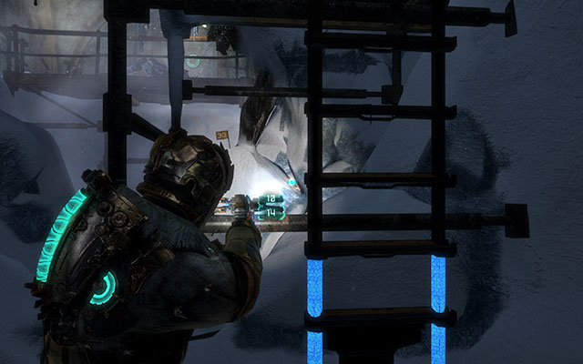 In the room with a monster hanging down from the ceiling - Chapter 10 | Secrets - Secrets - Dead Space 3 Game Guide