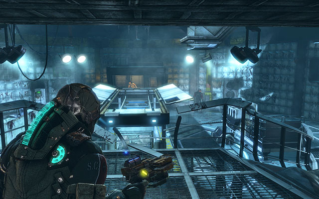 After leaving the elevator go through the corridor to one of passages leading to the lab - Meet Ellie in the Rosetta lab | 14: Everything Has Its Place - 14: Everything Has Its Place - Dead Space 3 Game Guide