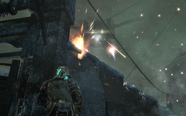 The further way is guarded by a patrolling ship - try to carefully move forwards, trying to avoid spotlights - Collect the Rosetta samples - Geology sector | 14: Everything Has Its Place - 14: Everything Has Its Place - Dead Space 3 Game Guide