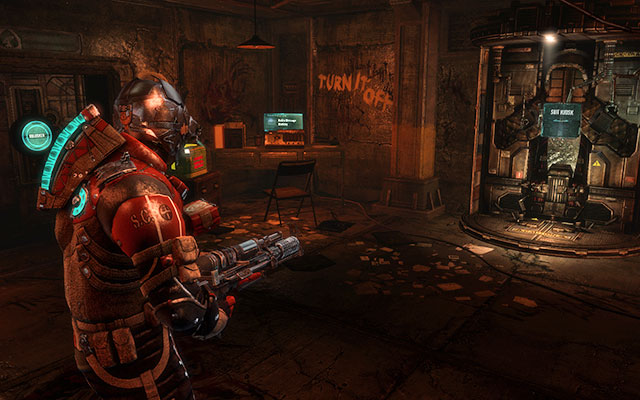 On the desk to the right, next to the suit kiosk - Chapter 16 | Secrets - Secrets - Dead Space 3 Game Guide