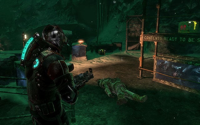 On the crate to the left, near the scaffolding - Chapter 16 | Secrets - Secrets - Dead Space 3 Game Guide