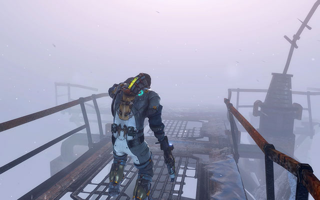 Once you warm up and explore the chamber clearing all crates, move outside and keep following flares - Search for survivors | 8: Off the Grid - 8: Off the Grid - Dead Space 3 Game Guide