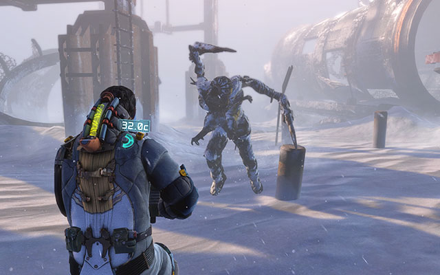 Move forwards but watch out, because youll be attacked several times by Necromorphs hiding under the snow - Search for survivors | 8: Off the Grid - 8: Off the Grid - Dead Space 3 Game Guide