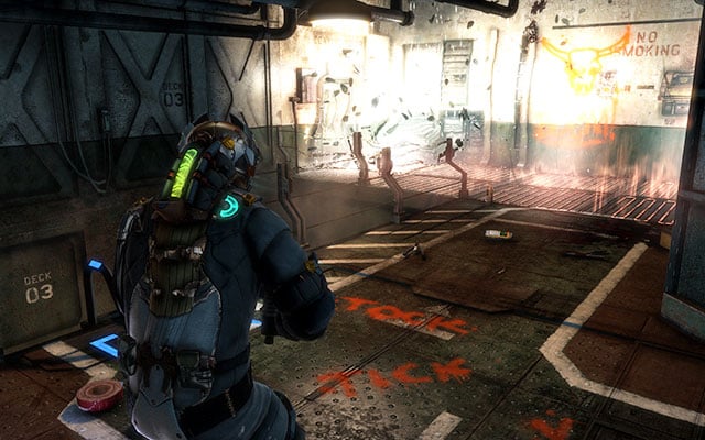 Move further, until you get to the room with a ladder - there are lockers on the right - Disable Edwards traps | Side missions: Conning Tower - Side missions: Conning Tower - Dead Space 3 Game Guide