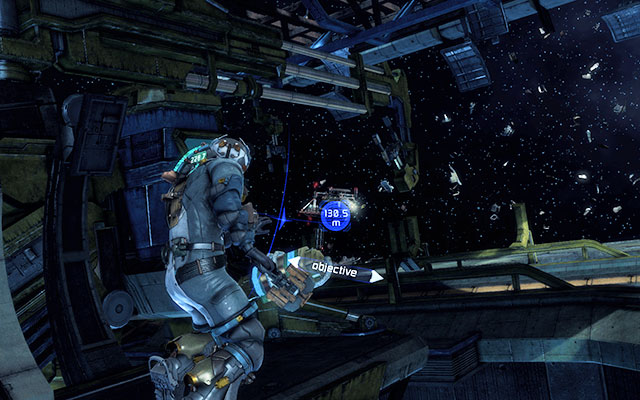 Once you go into space, youll get a message about drifting oxygen containers - keep monitoring you oxygen level - Get to the Terra Nova | 4: Historys Ember - 4: Historys Ember - Dead Space 3 Game Guide