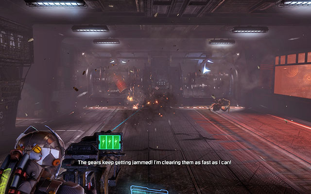 Youll find yourself in the room with two turret guns and gears blocked with explosives - Release the shuttle | 6: Repair to Ride - 6: Repair to Ride - Dead Space 3 Game Guide