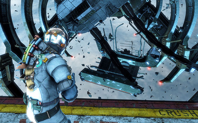 Between large drifting shift elements - the easiest way is to fly to the emergency entrance to Terra Nova and move from there towards the part shown on the screen - the artifact is drifting behind the first part of the element - Chapter 6 | Secrets - Secrets - Dead Space 3 Game Guide