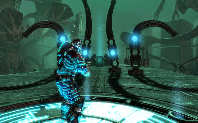 After getting up youll notice four arched pillars - Activate the Alien Conduit | 17: A Strange City - 17: A Strange City - Dead Space 3 Game Guide