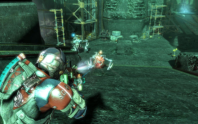 Return to the elevator and ride it down - 17: A Strange City ending - 17: A Strange City - Dead Space 3 Game Guide