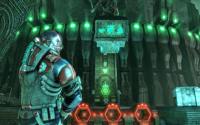 After reaching the room with three empty slots, youll notice that the statue in front of you went up, thus exposing the power core - Complete the Array Sequence | 18: Kill or Be Killed - 18: Kill or Be Killed - Dead Space 3 Game Guide