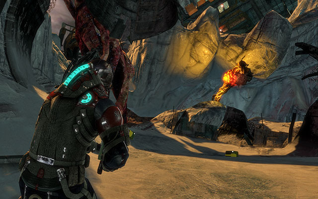 After a fairly hard landing, go ahead - on the right youll find several supply crates - Reach the machine | 19: Endings - 19: Endings - Dead Space 3 Game Guide