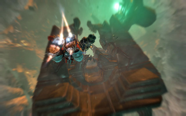 Once youre ready, go to the panel near the locked door - when you start opening it, an explosion will happen and after a while youll have to fly between fragments of the machine - Reach the machine | 19: Endings - 19: Endings - Dead Space 3 Game Guide