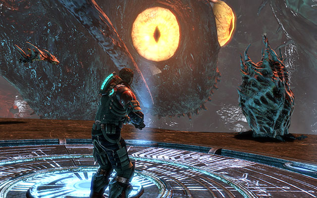After a short flight youll stop at the large platform, starting the fight with the last boss in the game - Reach the machine | 19: Endings - 19: Endings - Dead Space 3 Game Guide
