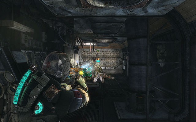 In the further part of the corridor youll find several crates and lockers and a suit kiosk - Scavenge the 163rd Reaper Barracks | Side missions: Reaper Barracks - Side missions: Reaper Barracks - Dead Space 3 Game Guide