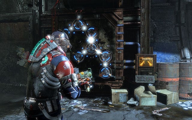 Go forwards, collecting supplies from wall lockers - Recover anything that survived the purge | Side missions: Disposal Services - Side missions: Disposal Services - Dead Space 3 Game Guide