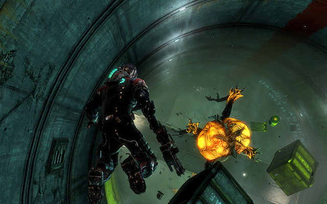 Move ahead until you reach a silo with zero-gravity - Investigate Artifact Storage | Side missions: Artifact Storage - Side missions: Artifact Storage - Dead Space 3 Game Guide