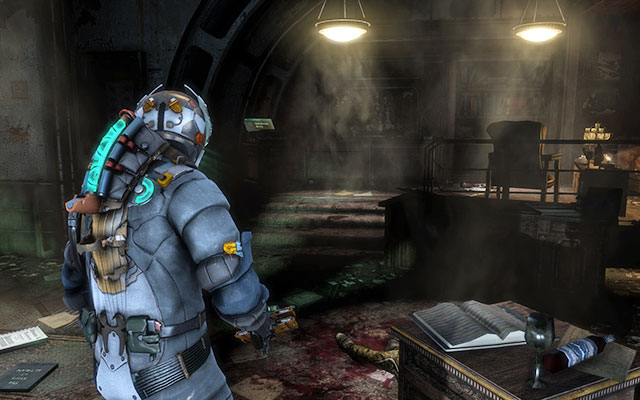 In the admirals quarters, on the crate, after climbing up the stairs - Chapter 4 - p. 1 | Secrets - Secrets - Dead Space 3 Game Guide