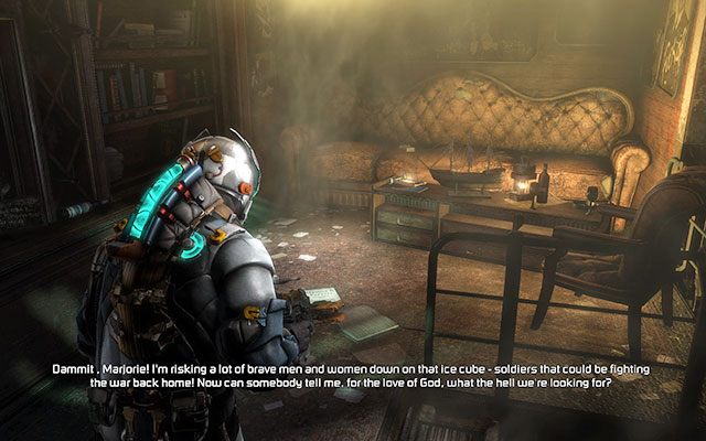 In the admirals quarters, on the table - Chapter 4 - p. 1 | Secrets - Secrets - Dead Space 3 Game Guide