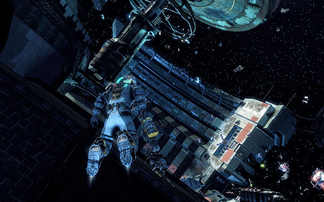 After leaving the ship and entering the space, fly around the ship, heading left - Chapter 4 - p. 1 | Secrets - Secrets - Dead Space 3 Game Guide