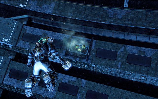 Fly towards it and destroy one of shields - crates and weapon part will fly out of it - Chapter 4 - p. 1 | Secrets - Secrets - Dead Space 3 Game Guide