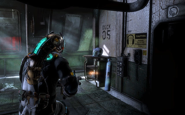 After entering the ship and getting to the room with the ladder - Chapter 4 - p. 1 | Secrets - Secrets - Dead Space 3 Game Guide