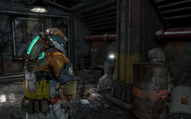 On the barrel, in front of the elevator entrance - Chapter 11 - p. 1 | Secrets - Secrets - Dead Space 3 Game Guide
