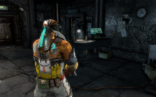 On the table in the room with the elevator and one locked door opened with the key - Chapter 11 - p. 1 | Secrets - Secrets - Dead Space 3 Game Guide