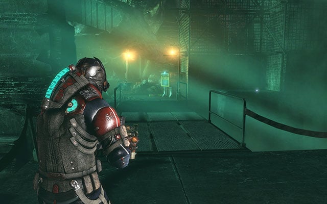 On the right side, near the powering device - use kinesis - Chapter 17 | Secrets - Secrets - Dead Space 3 Game Guide