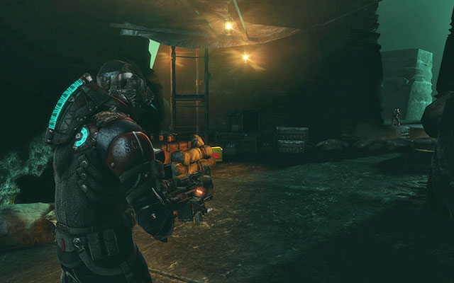 In front of the blocked passage, on the left, between supplies - Chapter 17 | Secrets - Secrets - Dead Space 3 Game Guide