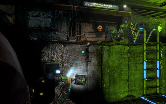 On the wall, after climbing down the ladder, near the locked door - on the way back - Chapter 17 | Secrets - Secrets - Dead Space 3 Game Guide