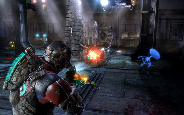 Youll find yourself in the room with Marker in the center - there is a supply crate in the left corner - Find the source of the transmission | Co-op missions: C.M.S. Brusilov - Co-op missions: C.M.S. Brusilov - Dead Space 3 Game Guide