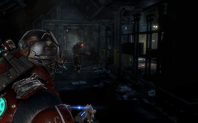 After plundering this place, go to the next door which will lead you to the corridor with few displays - Investigate the warehouses secrets | Co-op missions: Archeology - Co-op missions: Archeology - Dead Space 3 Game Guide