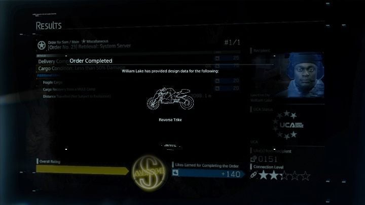 As a reward for completing the task you will receive a motorcycle - Chapter 3 - Fragile | Death Stranding Walkthrough - Main story - Death Stranding Guide