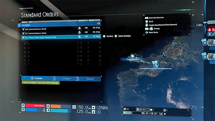 Sam can obtain standard orders at the same terminals that offer the major story-related orders (main missions of the game) - Standard orders in Death Stranding - Basics - Death Stranding Guide