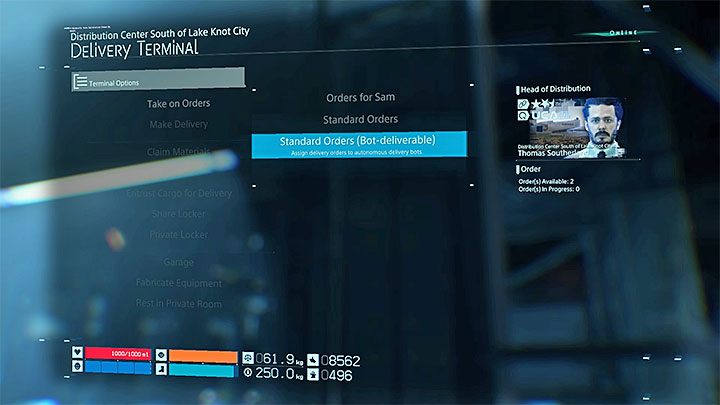 Standard orders for bots are a unique category of side missions - Standard orders in Death Stranding - Basics - Death Stranding Guide