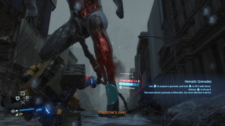 You can throw grenades at the enemys feet - The giant | Death Stranding Boss - Bosses - Death Stranding Guide