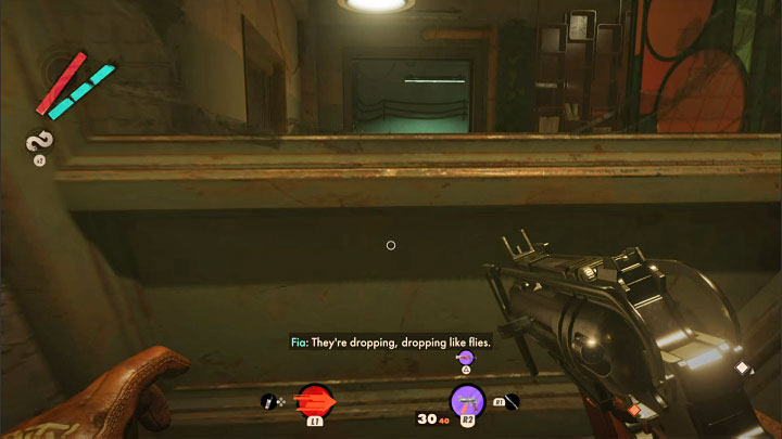 There's a damaged glass wall in the first control room - Deathloop: Afternoon Delight - walkthrough - Visionary Leads - Deathloop Guide