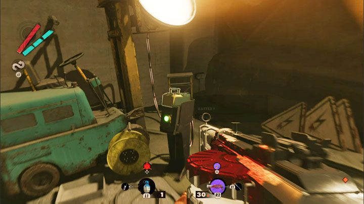 The first of the three necessary batteries is very easy to obtain - Deathloop: In This Together - walkthrough - Arsenal Leads - Deathloop Guide