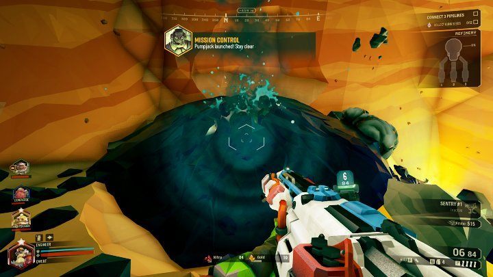 The first thing you need to do is locate the source of Liquid Morkite (a dense geyser of blue liquid) and summoning the Pumpjack - Deep Rock Galactic: On-Site Refining - main mission objective - On-Site Refining - Deep Rock Galactic Guide